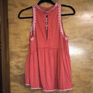 THLM keyhole tank top with beautiful embroidery